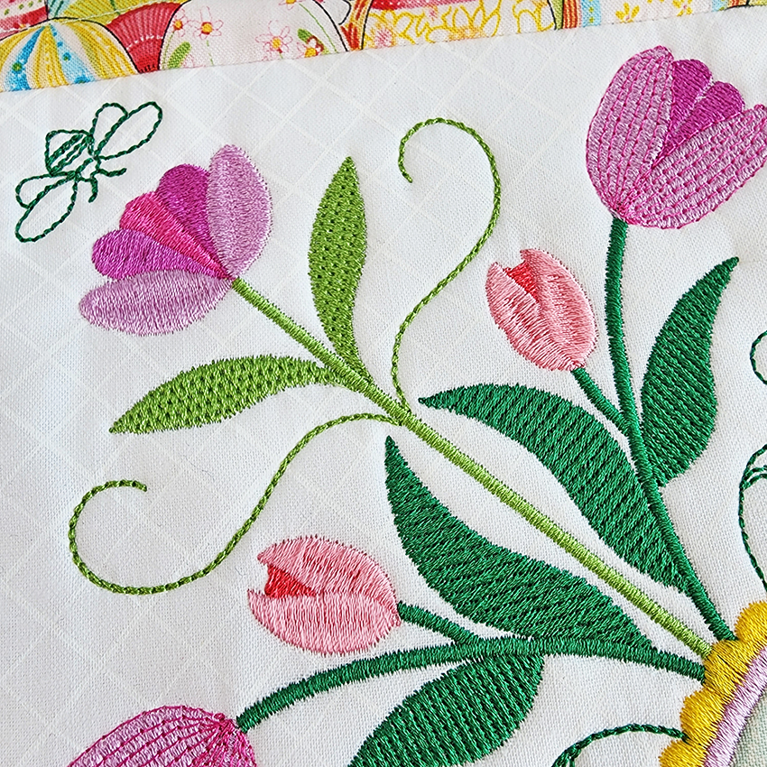 BOW Spring Things Quilt - Block 1 In the hoop machine embroidery designs