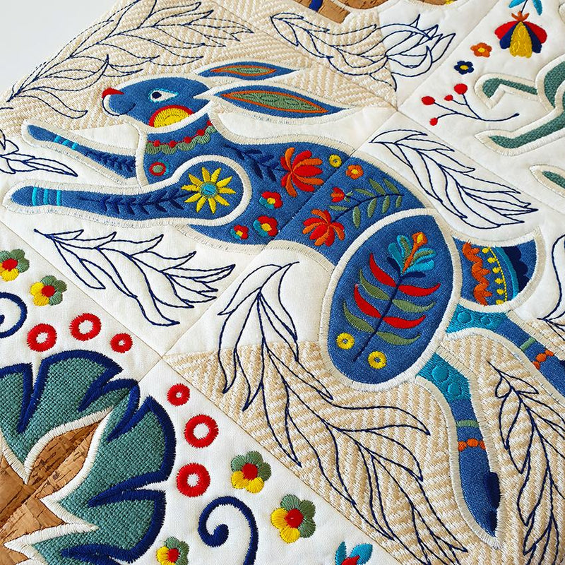 Folk Art Rabbit Table Runner or Flag