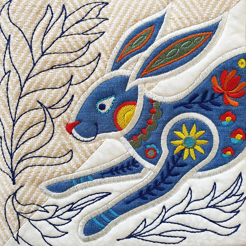 Folk Art Rabbit Table Runner or Flag 4x4 5x5 6x6 7x7 - Sweet Pea Australia In the hoop machine embroidery designs. in the hoop project, in the hoop embroidery designs, craft in the hoop project, diy in the hoop project, diy craft in the hoop project, in the hoop embroidery patterns, design in the hoop patterns, embroidery designs for in the hoop embroidery projects, best in the hoop machine embroidery designs perfect for all hoops and embroidery machines