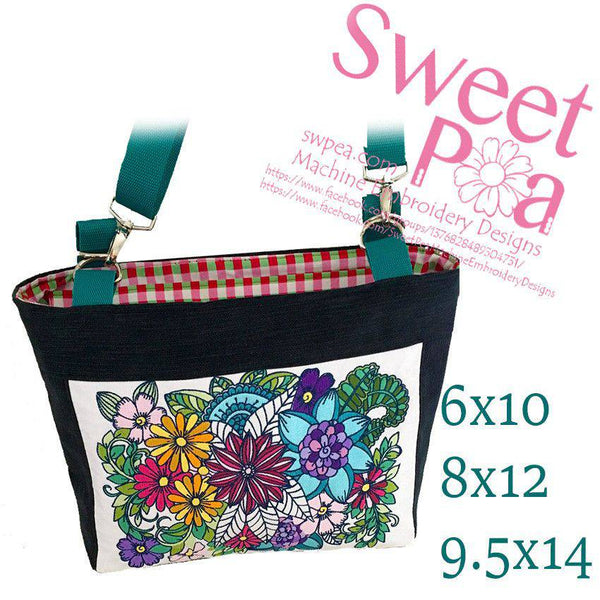 Colouring in tote bag 6x10 8x12 9.5x14 - Sweet Pea