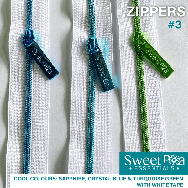 Sweet Pea #3 Zippers - WHITE/COOL COLOURS - Sweet Pea