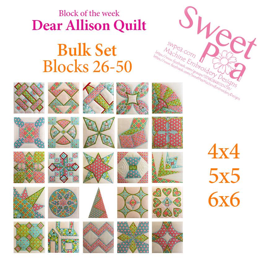 Bulk Dear Allison blocks 76-100 - Sweet Pea Australia In the hoop machine embroidery designs. in the hoop project, in the hoop embroidery designs, craft in the hoop project, diy in the hoop project, diy craft in the hoop project, in the hoop embroidery patterns, design in the hoop patterns, embroidery designs for in the hoop embroidery projects, best in the hoop machine embroidery designs perfect for all hoops and embroidery machines