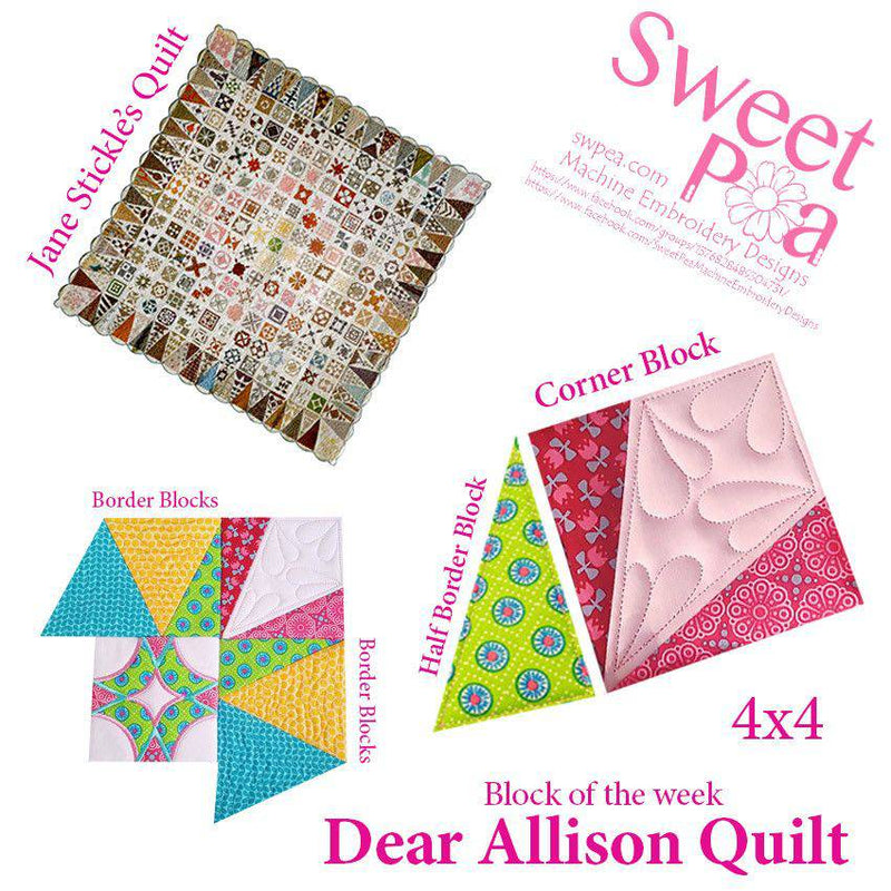 Dear Allison corner block for the 4x4 hoop - Sweet Pea
