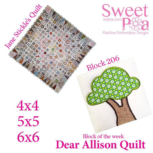 Dear Allison quilt block 206 in the 4x4 5x5 6x6 - Sweet Pea