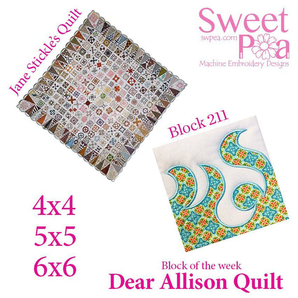 Dear Allison quilt block 211 in the 4x4 5x5 6x6 - Sweet Pea