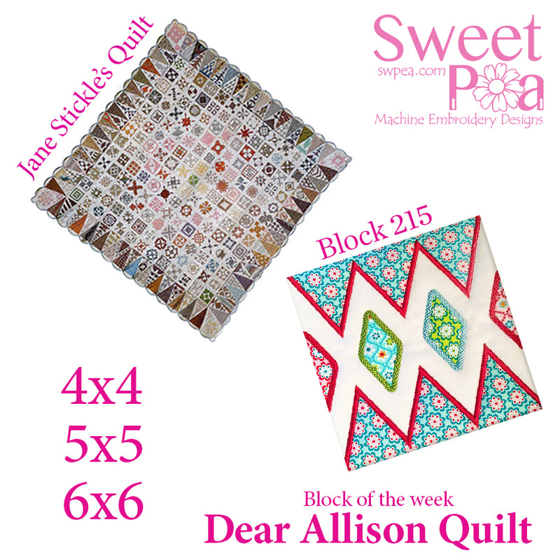 Dear Allison quilt block 215 in the 4x4 5x5 6x6 | Sweet Pea.