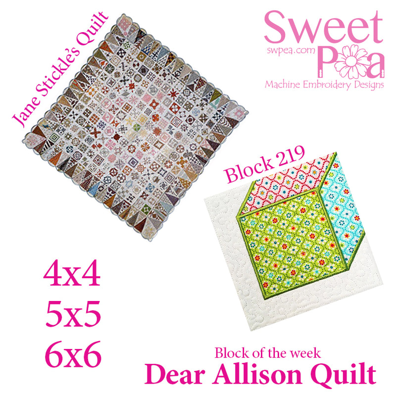 Dear Allison quilt block 219 in the 4x4 5x5 6x6 | Sweet Pea.