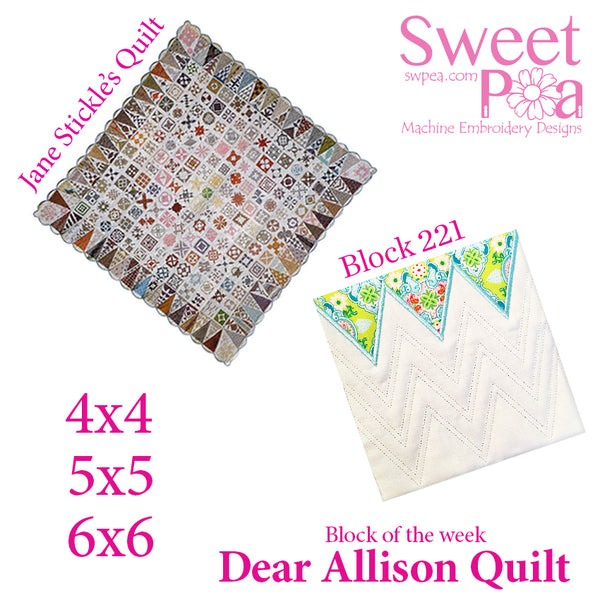 Dear Allison quilt block 221 in the 4x4 5x5 6x6 | Sweet Pea.