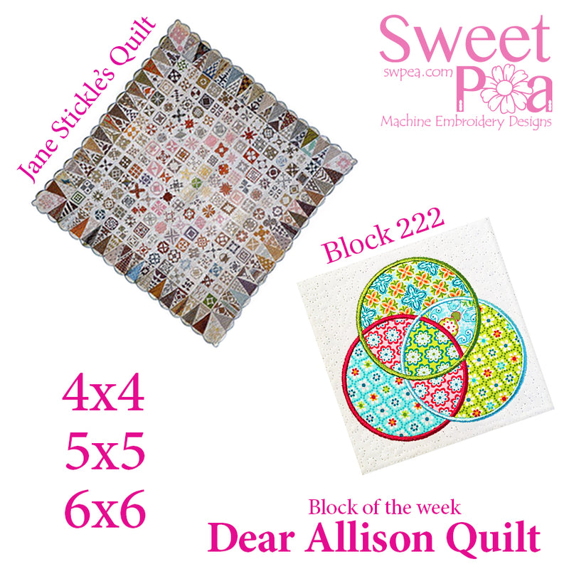 Dear Allison quilt block 222 in the 4x4 5x5 6x6 | Sweet Pea.