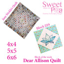 Dear Allison quilt block 224 in the 4x4 5x5 6x6 | Sweet Pea.