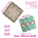 Dear Allison quilt block 101 in the 4x4 5x5 6x6 hoop machine embroidery design - Sweet Pea