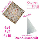 Dear Allison quilt block 106 and bonus border block 105 in the 4x4 5x5 6x6 hoop machine embroidery design - Sweet Pea