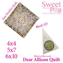 Dear Allison quilt block 126 and BONUS border block 125 in the 4x4 5x5 6x6 hoop machine embroidery design - Sweet Pea