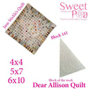 Dear Allison quilt block 142 and BONUS border block 141 in the 4x4 5x5 6x6 hoop machine embroidery design - Sweet Pea