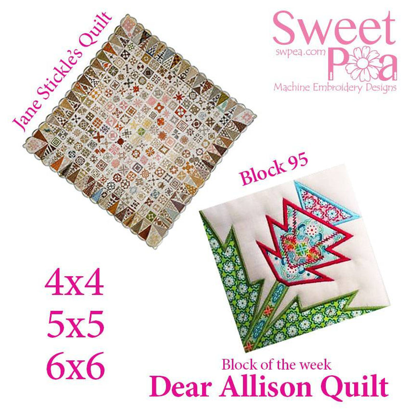 Dear Allison quilt block 95  and bonus border block 96 - Sweet Pea