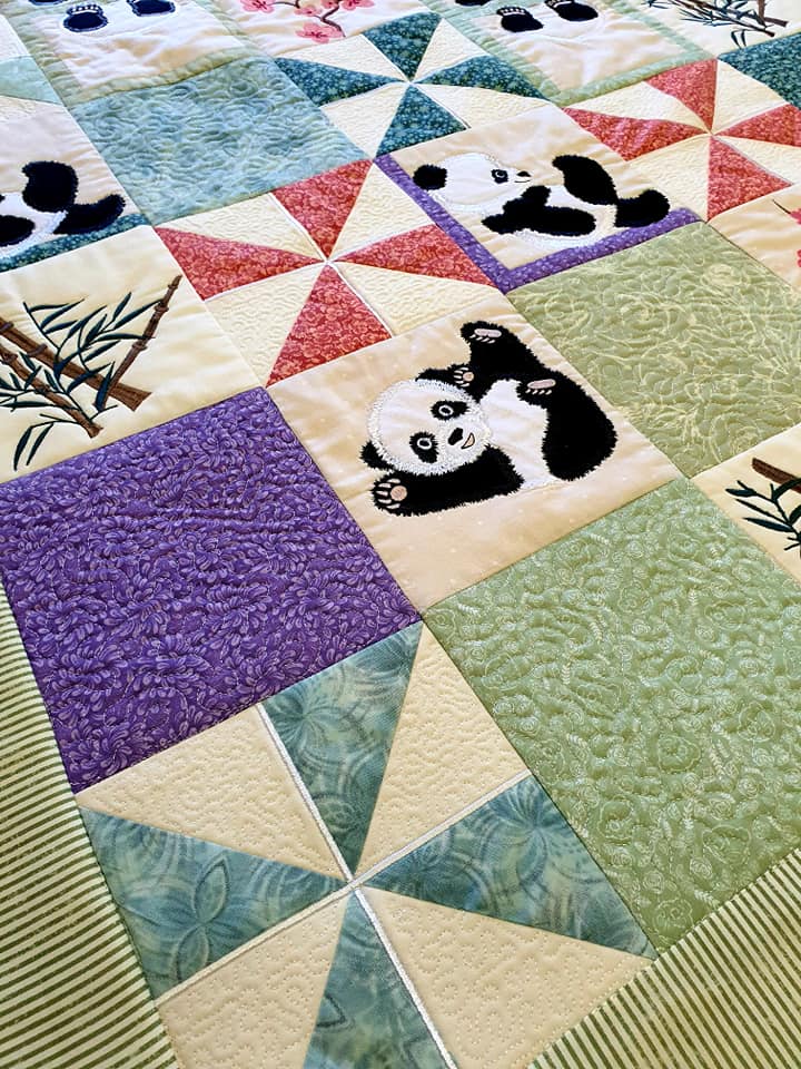 Panda Quilt 5x5 6x6 and 7x7 - Sweet Pea Australia In the hoop machine embroidery designs. in the hoop project, in the hoop embroidery designs, craft in the hoop project, diy in the hoop project, diy craft in the hoop project, in the hoop embroidery patterns, design in the hoop patterns, embroidery designs for in the hoop embroidery projects, best in the hoop machine embroidery designs perfect for all hoops and embroidery machines