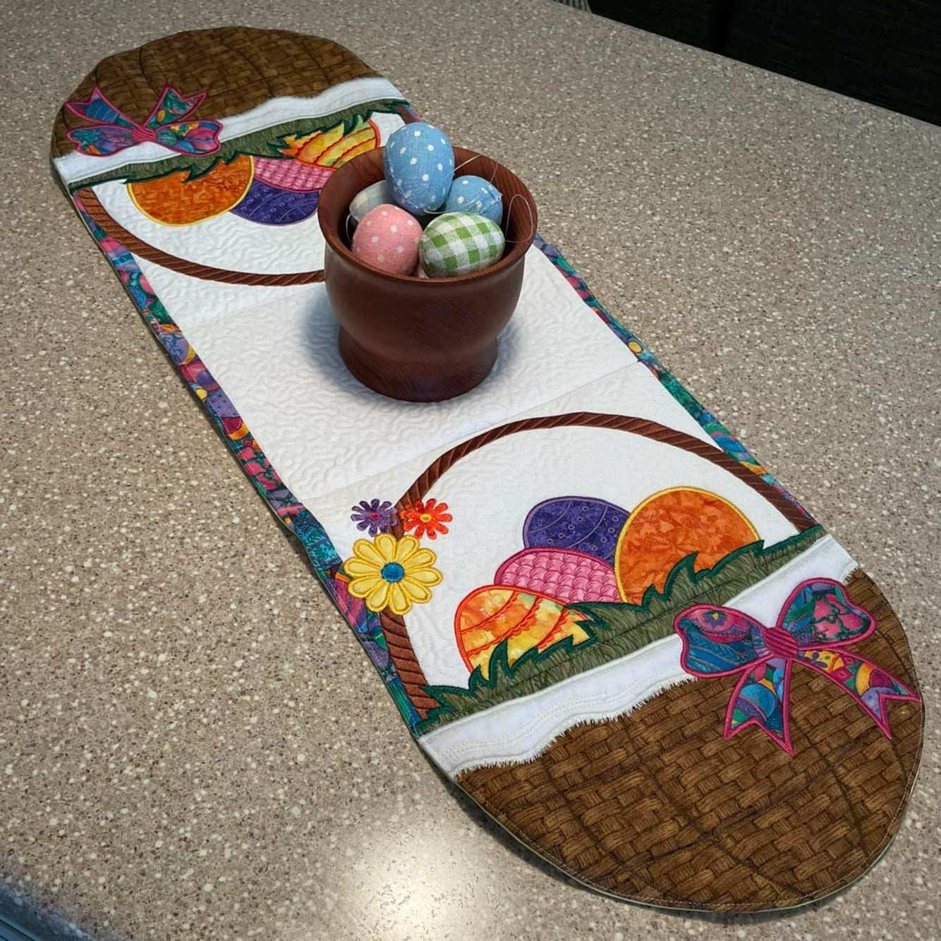 Easter Egg Basket Table Runner ITH Machine Embroidery Design