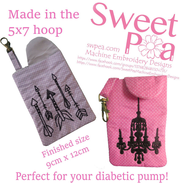 Diabetic pump case 5x7 - Sweet Pea