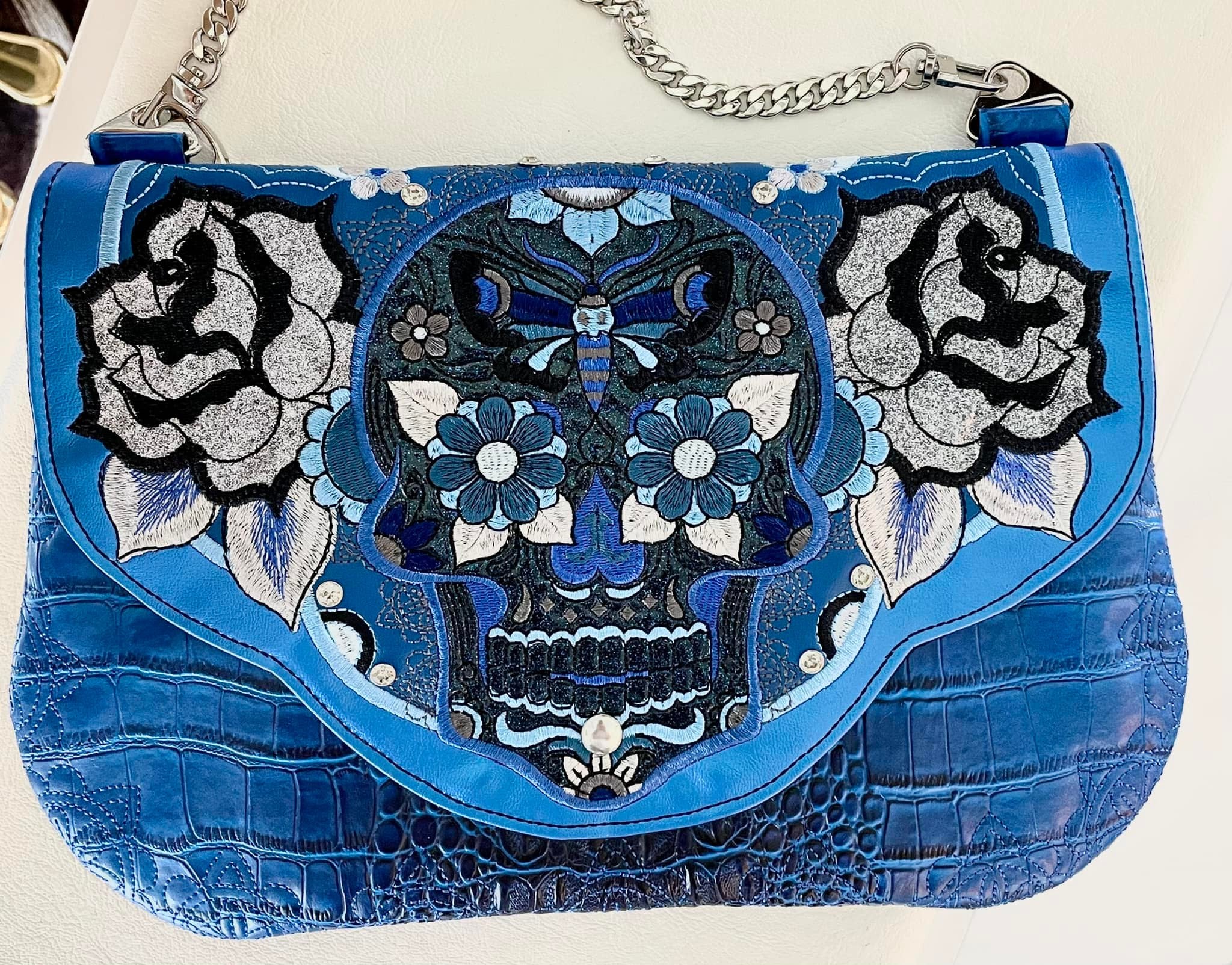 Sugar Skull Clutch with Zipper 5x7 6x10 7x12 9.5x14 In the hoop machine embroidery designs