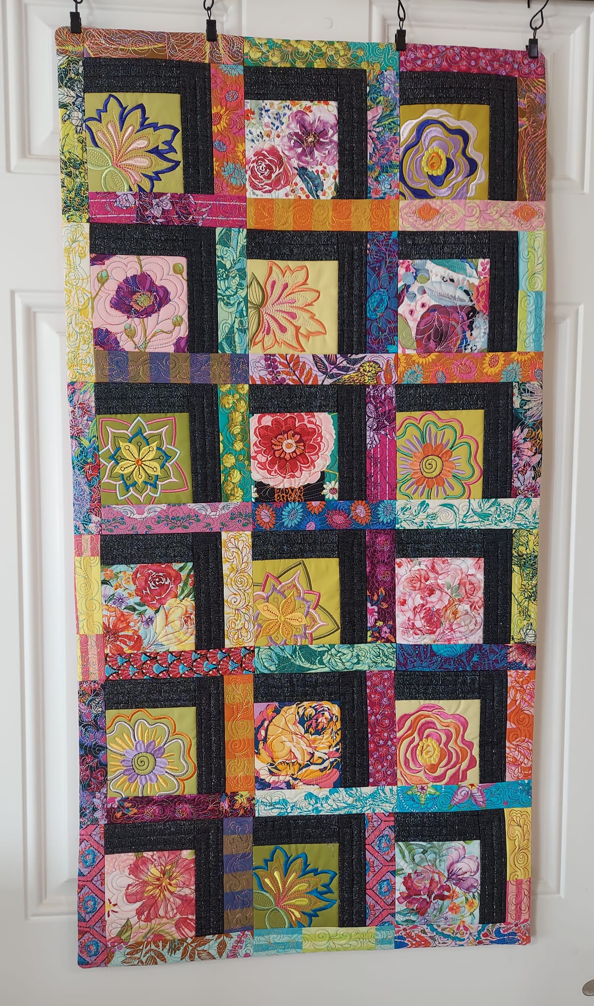 Floral Shadow Box Quilt 4x4 5x5 6x6 7x7 In the hoop machine embroidery designs