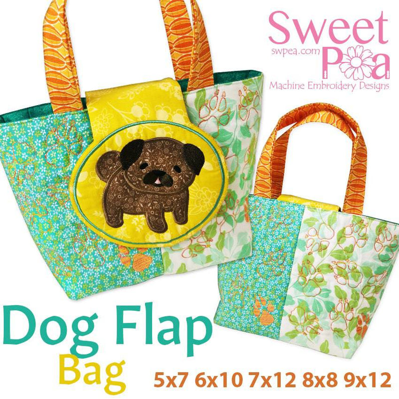 Dog Flap bag 5x7 6x10 7x12 8x8 or 9x12 - Sweet Pea