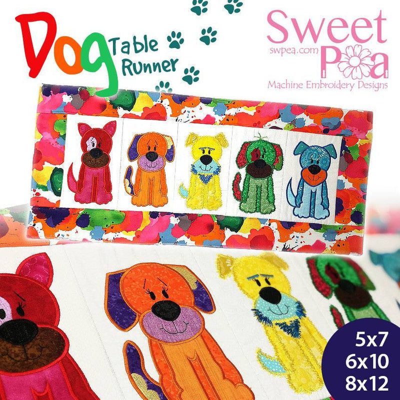 Dog table runner 5x7 6x10 8x12 - Sweet Pea