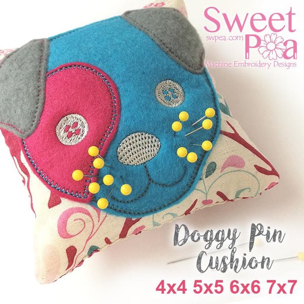 Doggy Pin Cushion 6x6 7x7 8x8 9x9 in the hoop machine embroidery design