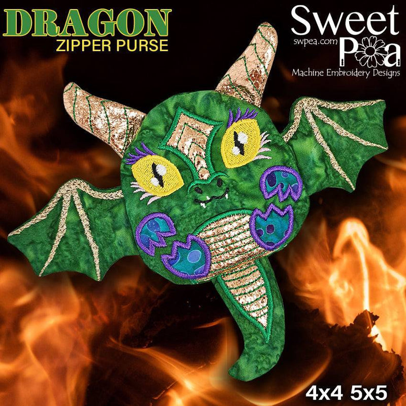 Dragon Zipper Purse 4x4 5x5 - Sweet Pea