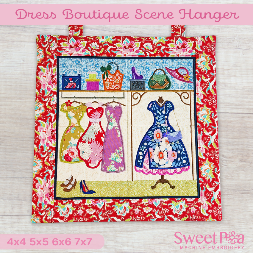 Dress Boutique Scene Hanger 4x4 5x5 6x6 7x7 - Sweet Pea Australia In the hoop machine embroidery designs. in the hoop project, in the hoop embroidery designs, craft in the hoop project, diy in the hoop project, diy craft in the hoop project, in the hoop embroidery patterns, design in the hoop patterns, embroidery designs for in the hoop embroidery projects, best in the hoop machine embroidery designs perfect for all hoops and embroidery machines