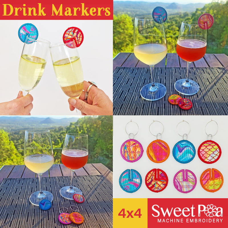 Drink Markers 4x4 - Sweet Pea In The Hoop Machine Embroidery Design