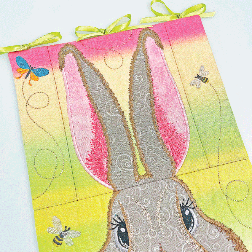 Easter Bunny Hanger 5x7 6x10 7x12 - Sweet Pea In The Hoop Machine Embroidery Design