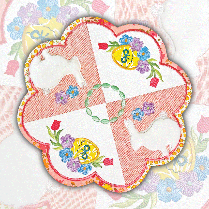 Easter Table Centre 4x4 5x5 6x6 7x7 8x8 - Sweet Pea Australia In the hoop machine embroidery designs. in the hoop project, in the hoop embroidery designs, craft in the hoop project, diy in the hoop project, diy craft in the hoop project, in the hoop embroidery patterns, design in the hoop patterns, embroidery designs for in the hoop embroidery projects, best in the hoop machine embroidery designs perfect for all hoops and embroidery machines