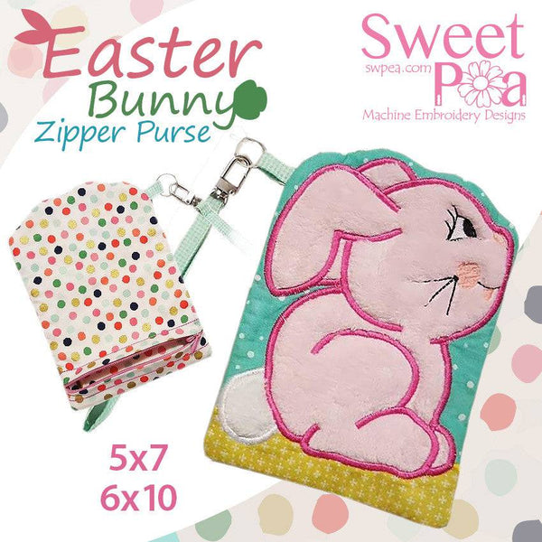 Easter bunny zipper purse 5x7 and 6x10 - Sweet Pea