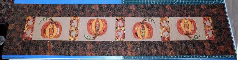 Pumpkin Quilt Block and Table Runner 5x7 6x10 8x12 9.5x14 - Sweet Pea In The Hoop Machine Embroidery Design hoop machine embroidery designs, embroidery patterns, embroidery set, embroidery appliqué, hoop embroidery designs, small hoop designs, the best in the hoop machine embroidery designs, the best in the hoop sewing and embroidery designs