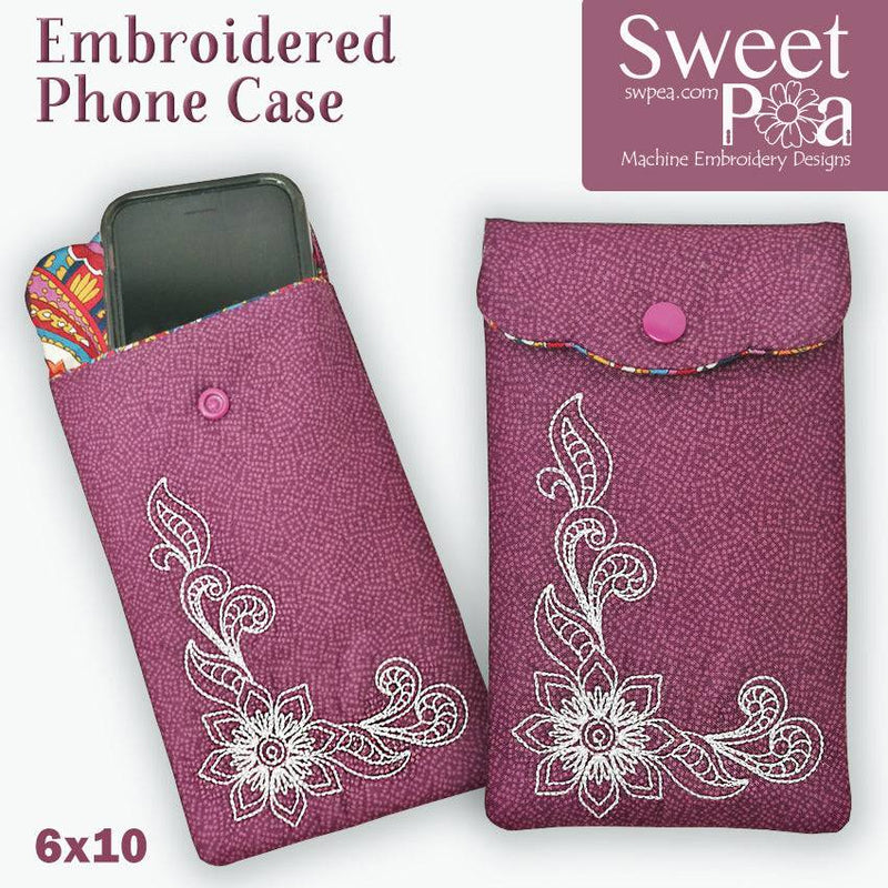 Embroidered Phone Case 6x10 - Sweet Pea