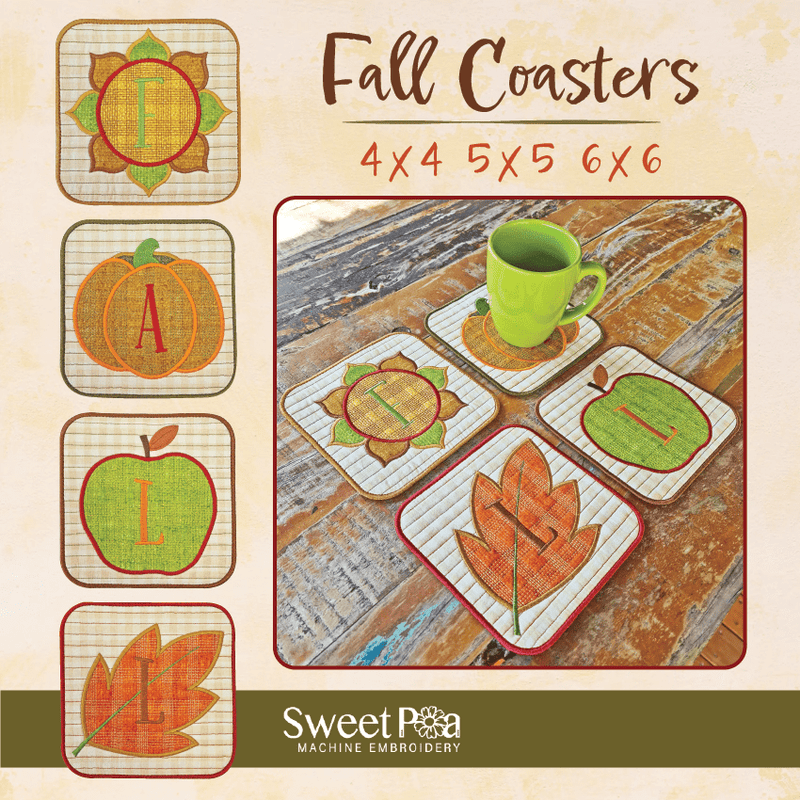 Fall Coasters 4x4 5x5 6x6 - Sweet Pea