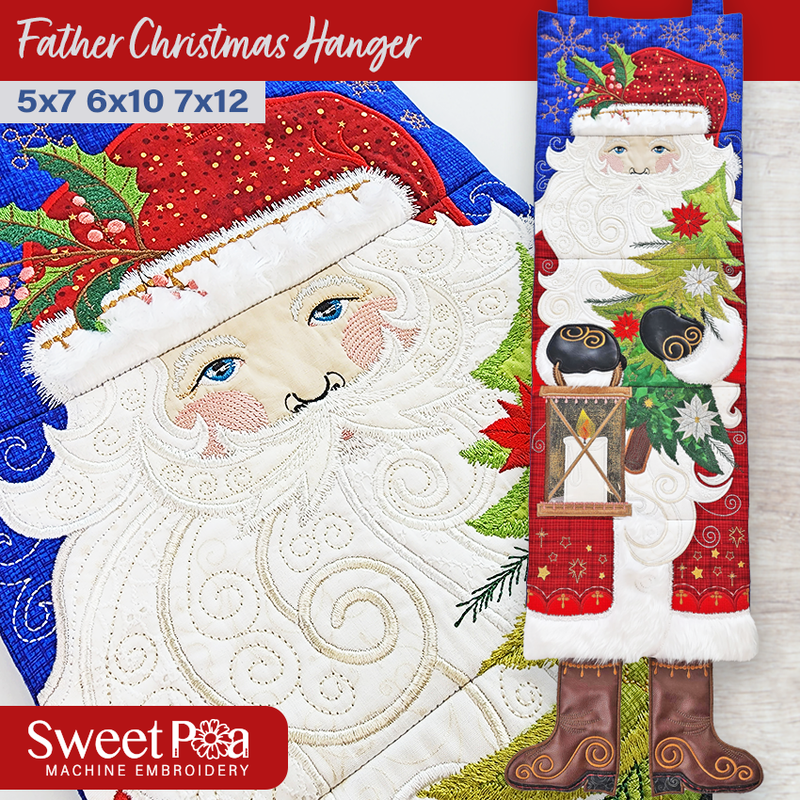 Father Christmas Hanger ITH Machine Embroidery Design