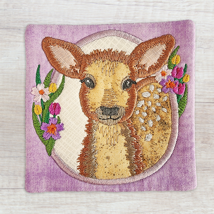 fawn mug rug coaster close up