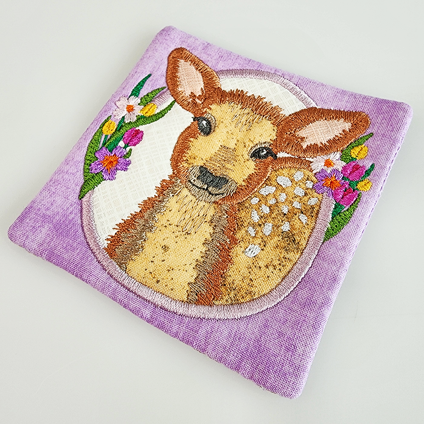 fawn mug rug coaster ith design