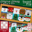 Festive Faces Blocks and Quilt 4x4 5x5 6x6 and 7x7 - Sweet Pea