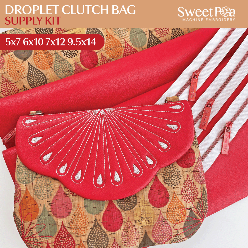 Droplet Clutch Bag Supply Kit - Sweet Pea In The Hoop Machine Embroidery Design