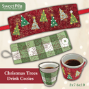 Christmas Trees Drink Cozies 5x7 6x10 - Sweet Pea In The Hoop Machine Embroidery Design
