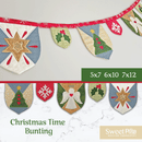 Christmas Time Bunting 5x7 6x10 7x12 - Sweet Pea In The Hoop Machine Embroidery Design