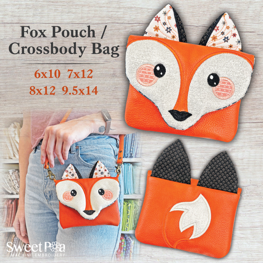 Fox Pouch / Crossbody Bag 6x10 7x12 8x12 9.5x14 - Sweet Pea Australia In the hoop machine embroidery designs. in the hoop project, in the hoop embroidery designs, craft in the hoop project, diy in the hoop project, diy craft in the hoop project, in the hoop embroidery patterns, design in the hoop patterns, embroidery designs for in the hoop embroidery projects, best in the hoop machine embroidery designs perfect for all hoops and embroidery machines