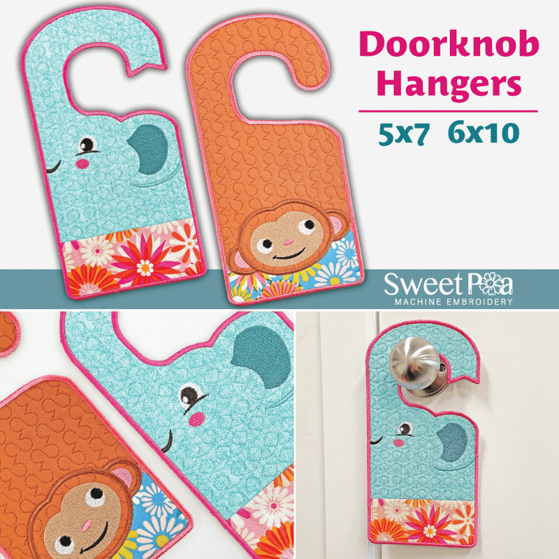 Doorknob Hangers 5x7 6x10 - Sweet Pea In The Hoop Machine Embroidery Design
