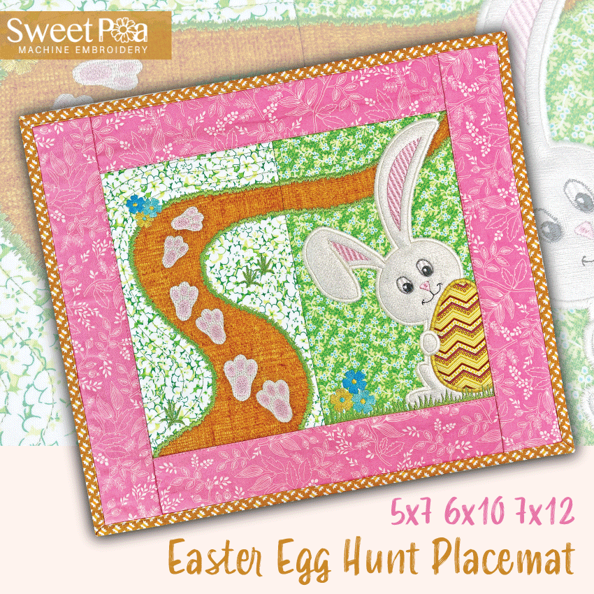 Easter Egg Hunt Placemat 5x7 6x10 7x12 - Sweet Pea Australia In the hoop machine embroidery designs. in the hoop project, in the hoop embroidery designs, craft in the hoop project, diy in the hoop project, diy craft in the hoop project, in the hoop embroidery patterns, design in the hoop patterns, embroidery designs for in the hoop embroidery projects, best in the hoop machine embroidery designs perfect for all hoops and embroidery machines