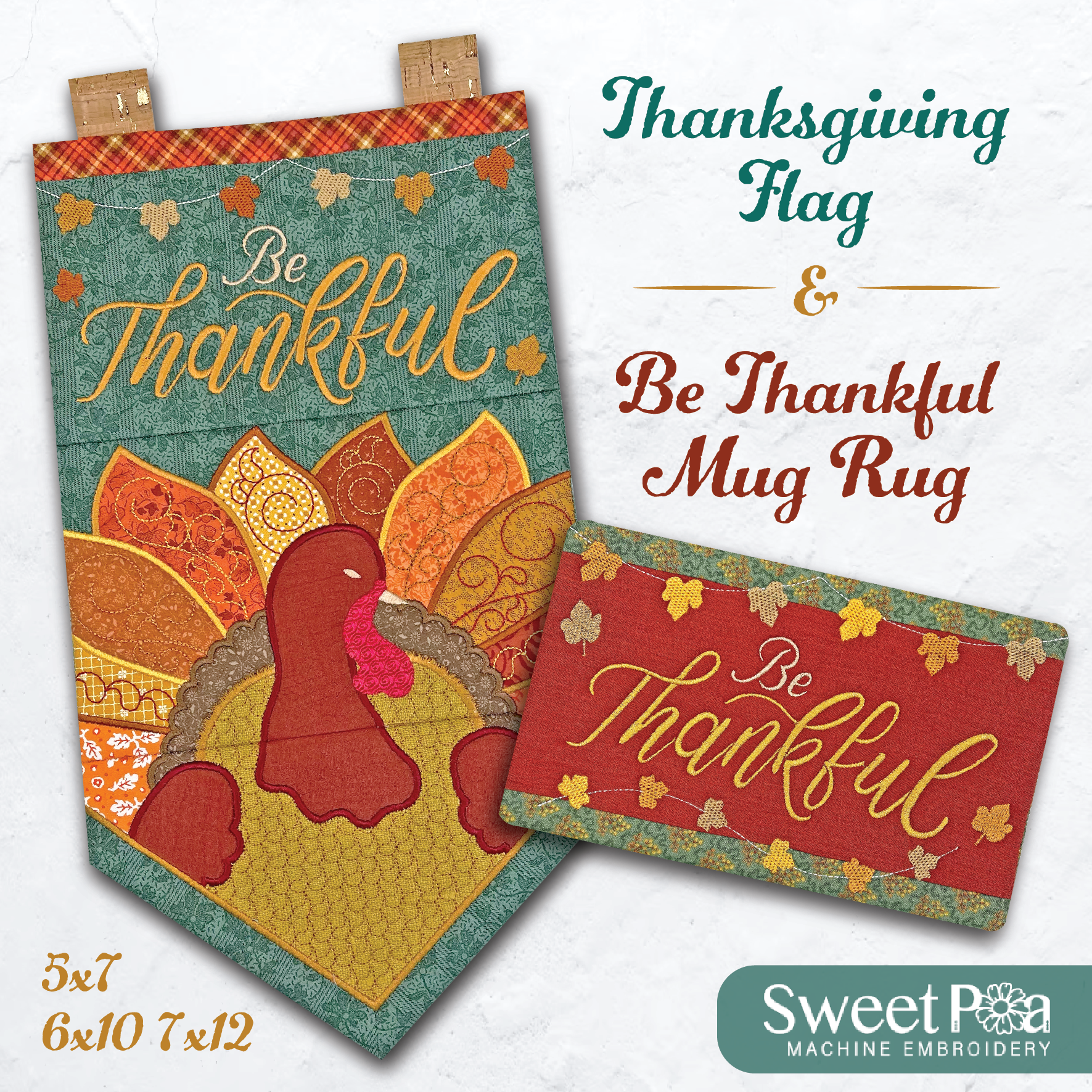 Thanksgiving Flag & Be Thankful Mug Rug set 5x7 6x10 7x12 - Sweet Pea Australia In the hoop machine embroidery designs. in the hoop project, in the hoop embroidery designs, craft in the hoop project, diy in the hoop project, diy craft in the hoop project, in the hoop embroidery patterns, design in the hoop patterns, embroidery designs for in the hoop embroidery projects, best in the hoop machine embroidery designs perfect for all hoops and embroidery machines