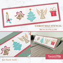 Christmas Stencil Bench Pillow 5x7 6x10 7x12 - Sweet Pea In The Hoop Machine Embroidery Design