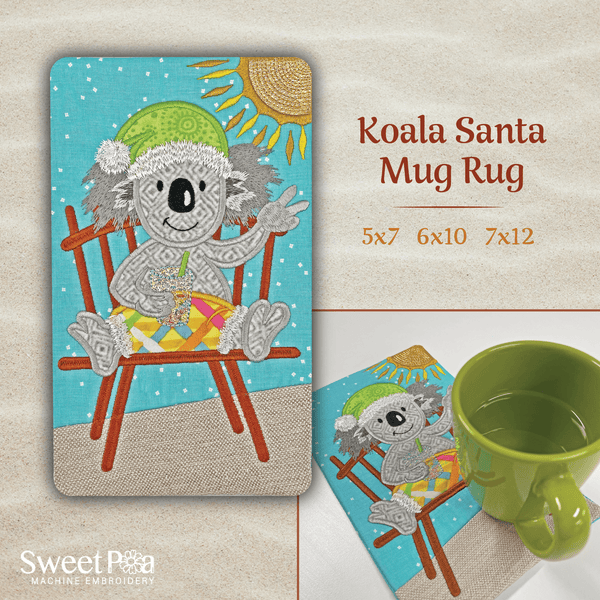 Koala Santa Mug Rug 5x7 6x10 7x12 - Sweet Pea