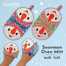 Snowmen Oven Mitt 6x10 7x12 - Sweet Pea In The Hoop Machine Embroidery Design